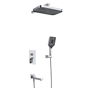 BelBagno Due Душевой комплект встраиваемый: смеситель, излив, ручной и верхний душ, шланг, цвет:хром DUE-VDSET-CRM