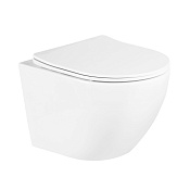 BelBagno Uno Унитаз подвесной 36,5x49 см, безободковый, с сиденьем, цвет: белый глянцевый Bb3105Chr/Sc