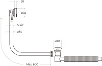 BelBagno Слив-перелив для стандартных ванн, с гидрозатвором, цвет: хром глянцевый Bb2829-Ovf-Crm