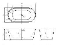BelBagno Ванна акриловая отдельностоящая 148,5x78 см без слива-перелива, цвет: белый глянцевый Bb306-1485