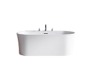 BelBagno Ванна акриловая пристенная 150x80 см в комплекте со сливом-переливом, цвет: белый глянцевый Bb409-1500-800