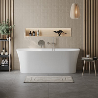 BelBagno Ванна акриловая пристенная 155x70 см в комплекте со сливом-переливом, цвет: белый глянцевый Bb711-1550-700