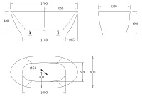 BelBagno Ванна акриловая отдельностоящая 170x80 см, без перелива, цвет: белый глянцевый Bb77-1700-W0