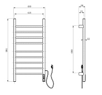 Wonzon & Woghand Bonn Полотенцесушитель электрический 45х90h см, цвет: хром глянцевый WW-AL409-CR