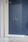Radaway Modo New II Душевое ограждение walk-in 8 мм, Easy Clean 140х200h см, цвет: brushed gold 389144-99-01