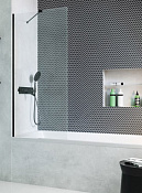 Radaway Modo PNJ II Шторка на ванну, прозрачная 8 мм, Easy Clean 60х150h см, цвет: black 10006060-54-01