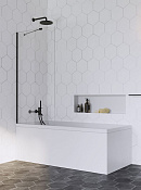 Radaway Idea PNJ II Шторка на ванну, прозрачная 6 мм, Easy Clean 50х150h см, цвет: black 10001050-54-01