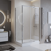 BelBagno Uno Душевой уголок 100x80x195h см, прозрачное стекло 5 мм, цвет: хром глянцевый UNO-195-AH-1-100/80-C-Cr