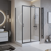 BelBagno Uno Душевой уголок 120x80x195h см, прозрачное стекло 5 мм, цвет: черный матовый UNO-195-AH-1-120/80-C-NERO