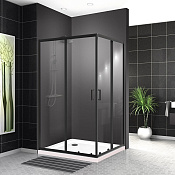 BelBagno Uno Душевой уголок 120x100x195h см, прозрачное стекло 5 мм, цвет: черный матовый UNO-195-AH-2-120/100-C-NERO