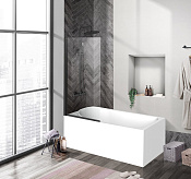 BelBagno Uno Шторка в ванну стеклянная 90x150 см, прозрачное стекло 5 мм, цвет: черный матовый UNO-V-1-90/150-C-NERO