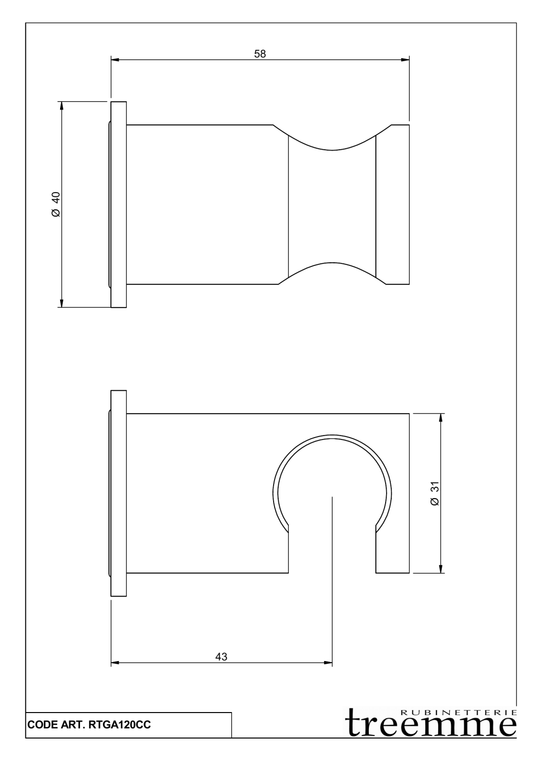 Treemme Shower Держатель для ручного душа, цвет: chrome ITRTGA120CC