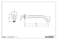 Treemme Appia Излив настенный для ванны 25 см, цвет: chrome IT3C61CCZZZZ