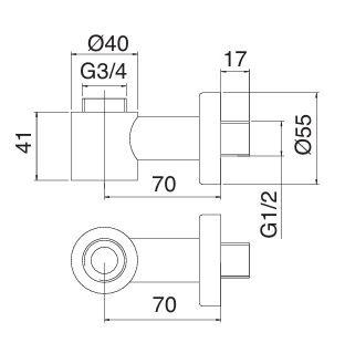 Treemme Shower Выход из стены, цвет: chrome ITRTGA112CC