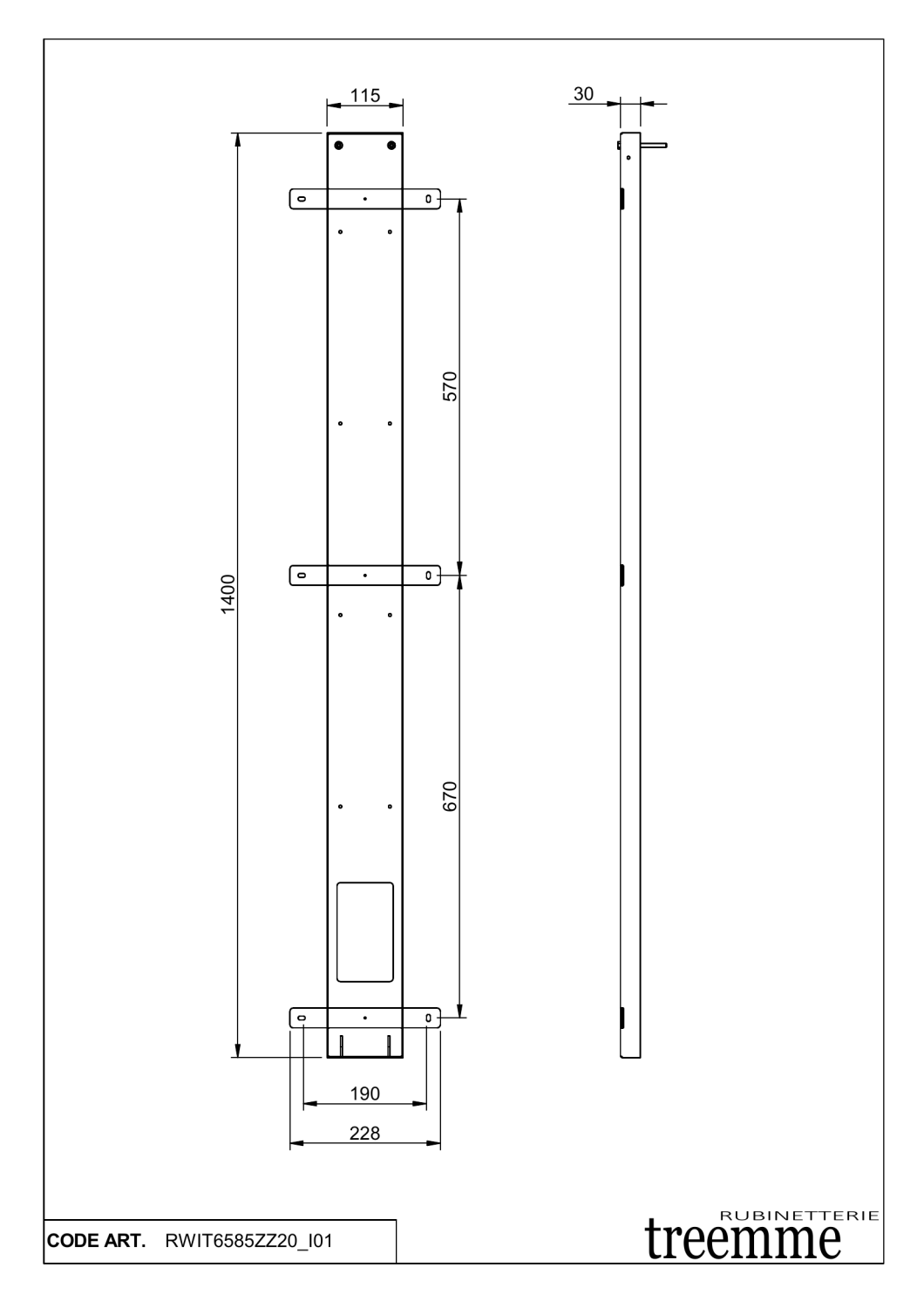 Treemme Shower Встраиваемая часть душевой панели RWIT6585ZZ20