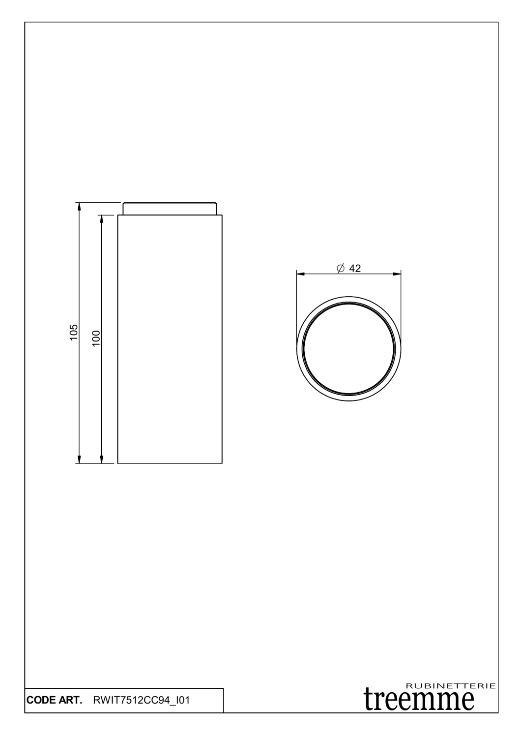 Treemme X-change mono Удлинитель для смесителя, цвет: chrome RWIT7512CC94