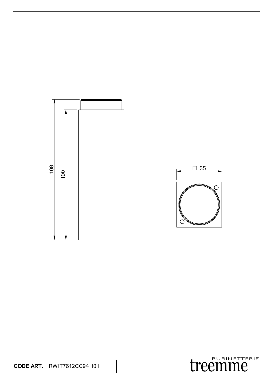 Treemme X-change mono Удлинитель для смесителя, цвет: chrome RWIT7612CC94