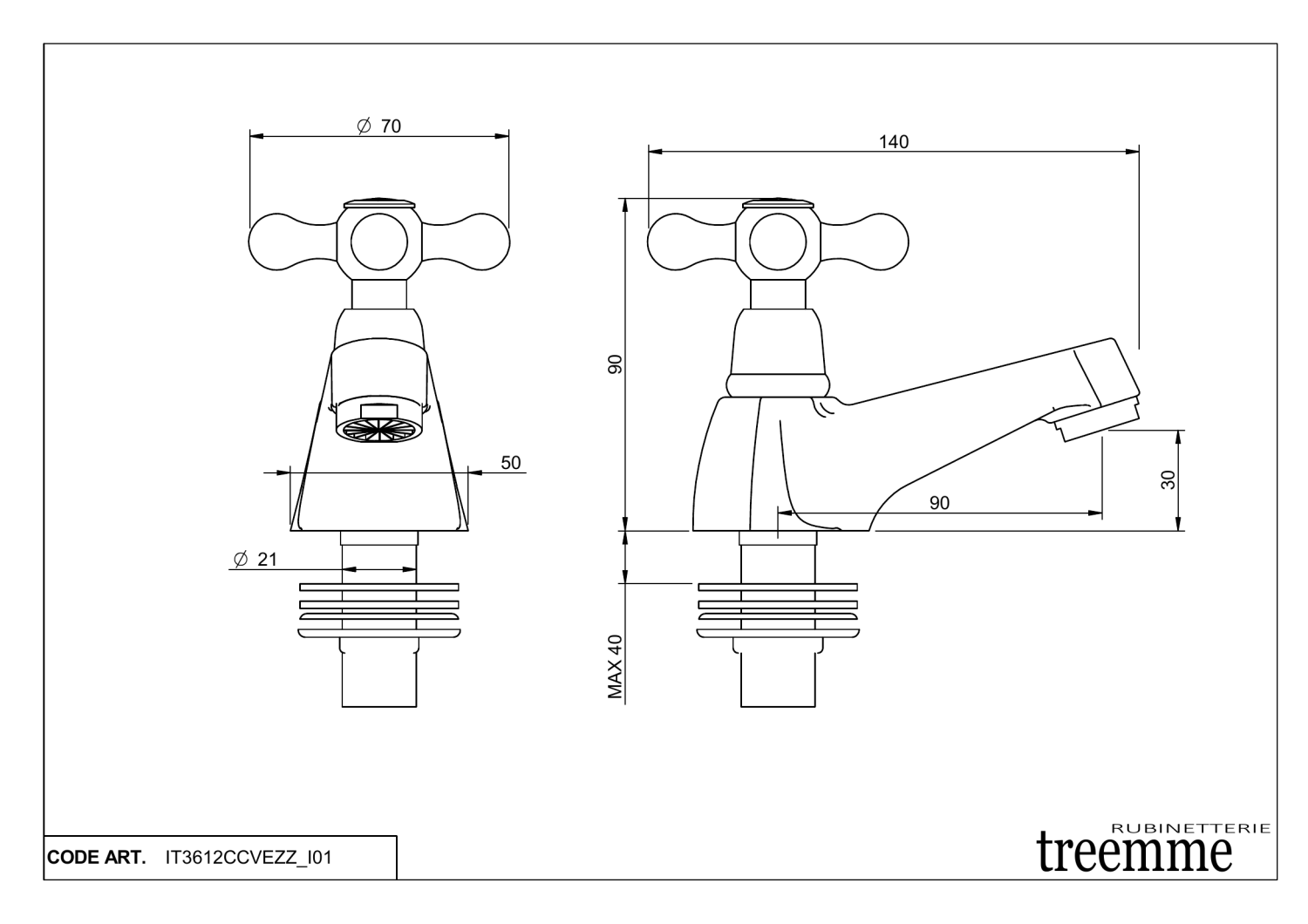 Treemme Romantica Кран холодной воды для раковины, цвет: chrome IT3612CCPVZZ