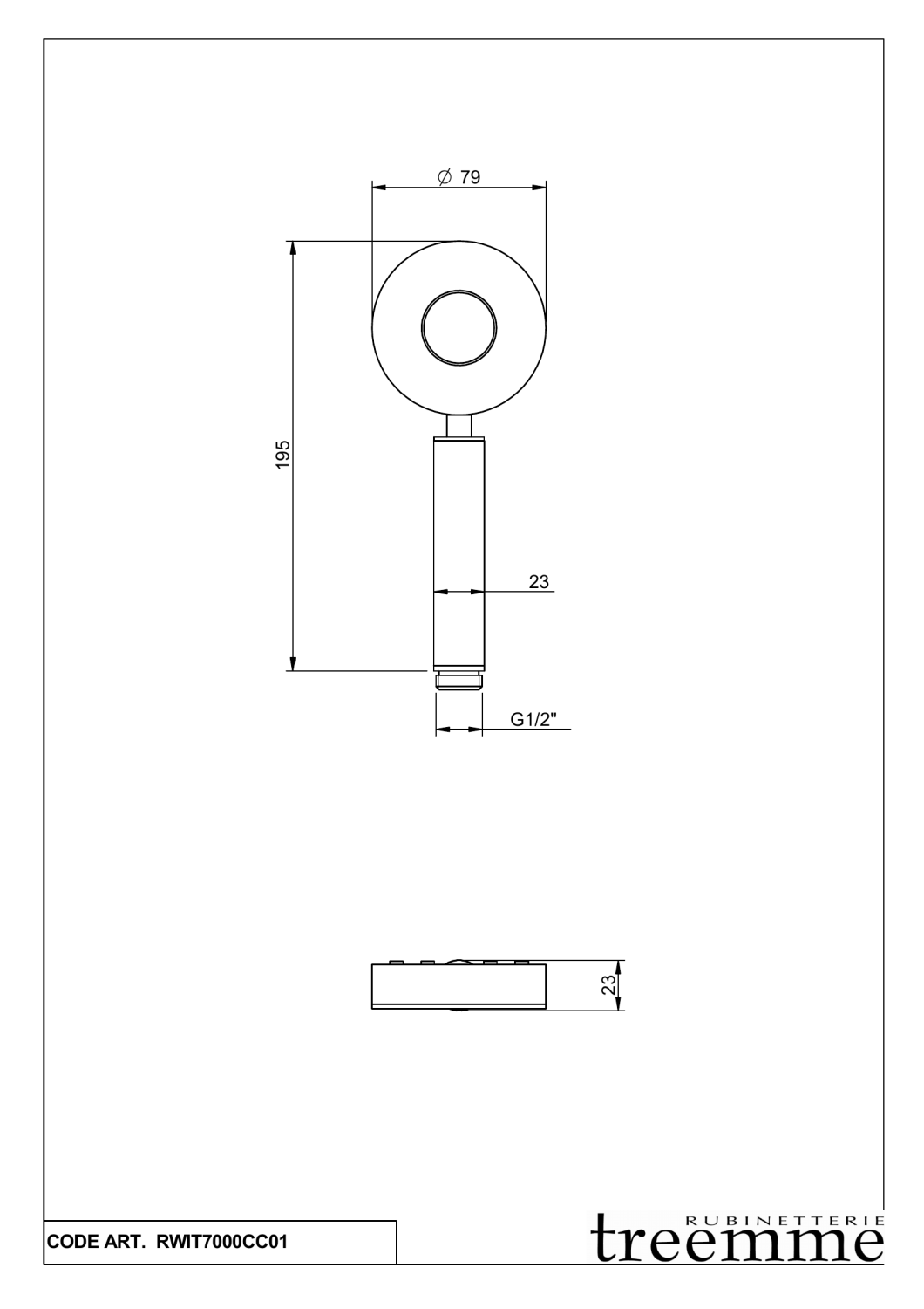 Treemme Philo Ручной душ, 1 вид струи, цвет: matt white 7000BC01