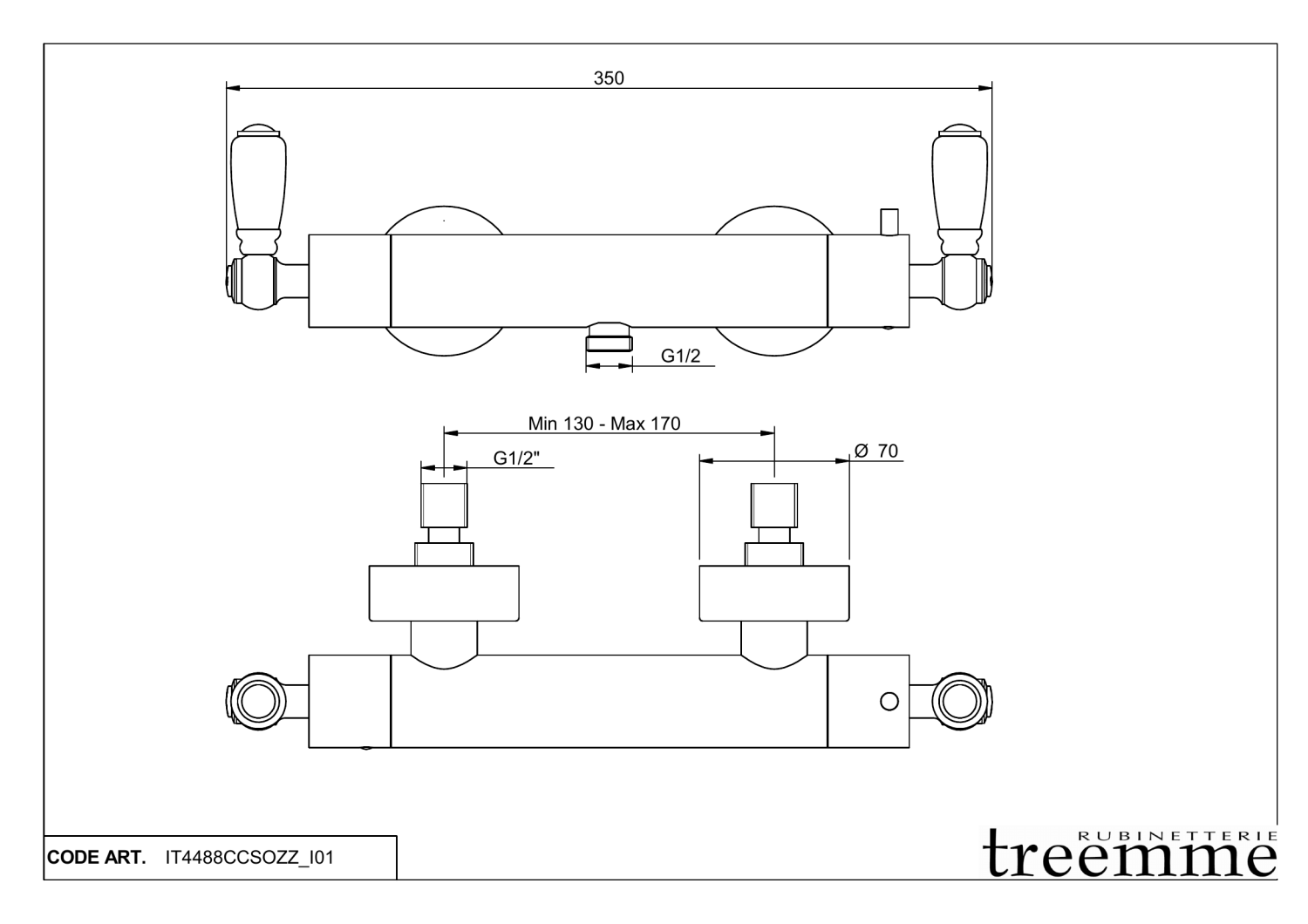 Treemme Old Italy Смеситель для душа термостатический накладной, цвет: chrome IT4488CCSOZZ