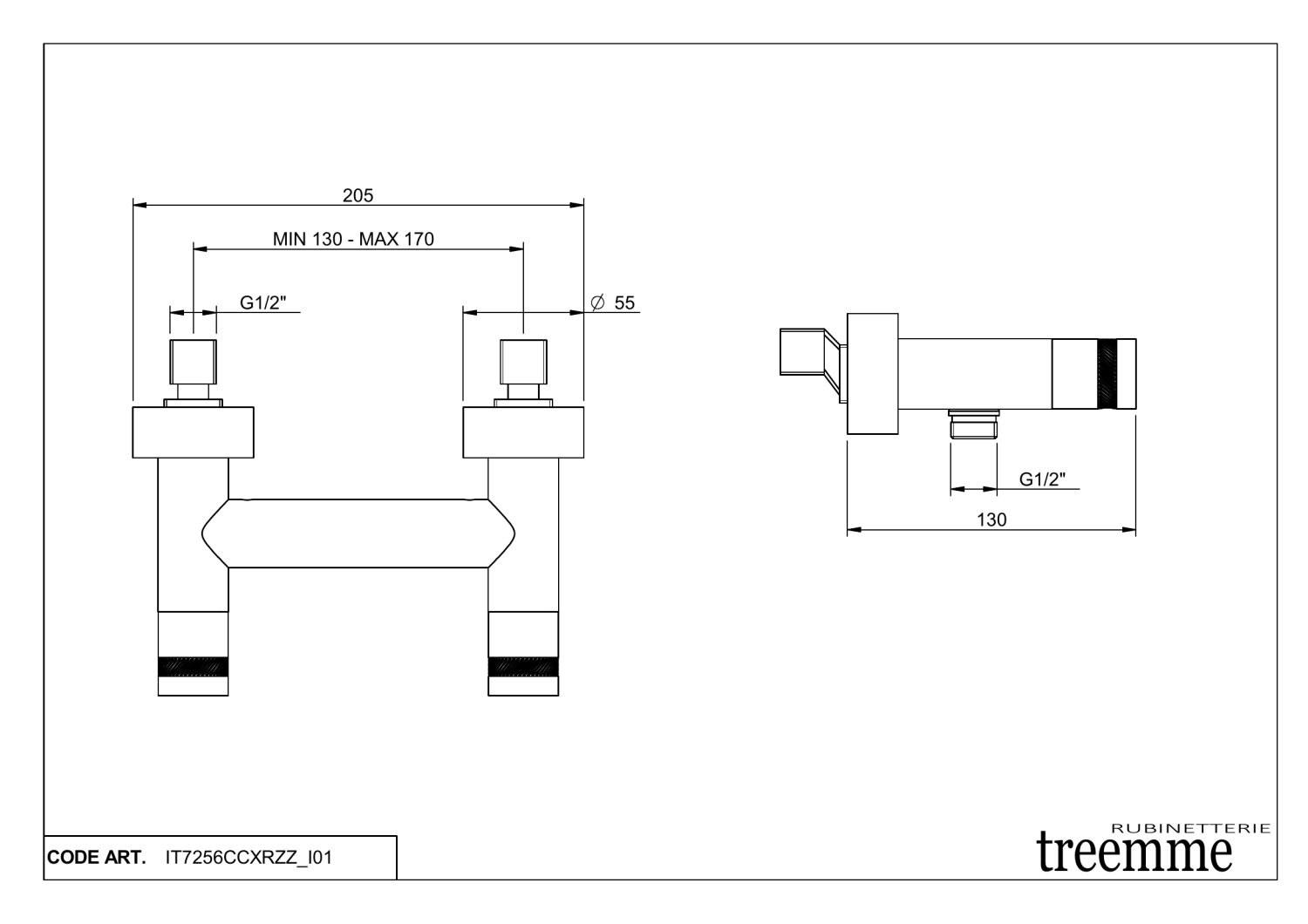 Treemme X-change Смеситель для душа термостатический накладной, цвет: chrome IT7256CCXRZZ
