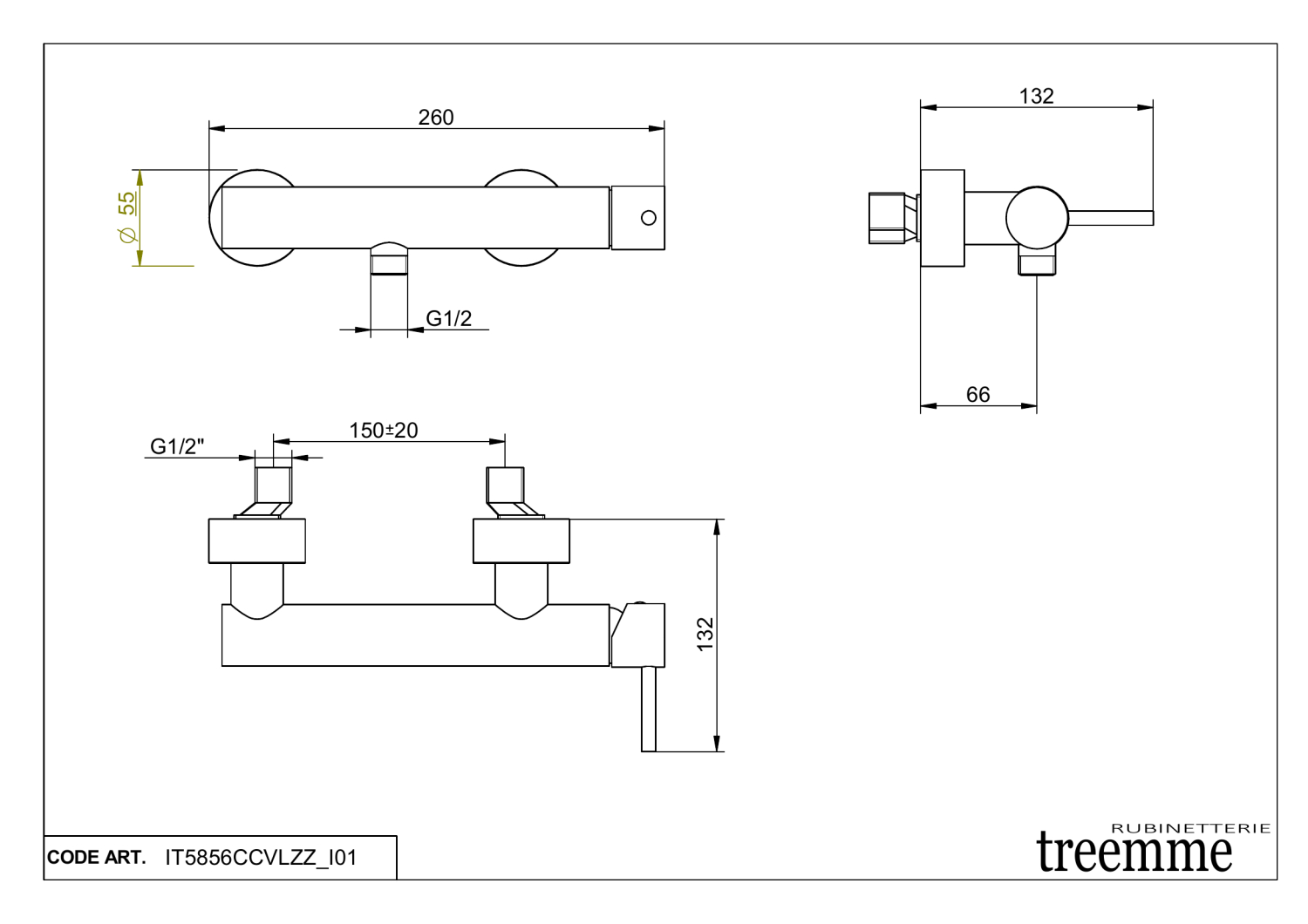Treemme X-change mono Смеситель для душа накладной, цвет: chrome IT5856CCVLZZ