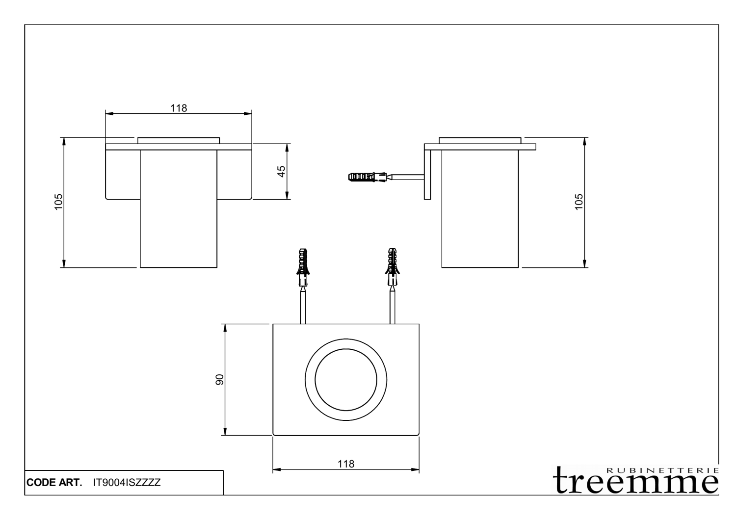 Treemme 5mm Стакан с держателем подвесной, цвет: нержавеющая сталь IT9004ISZZZZ