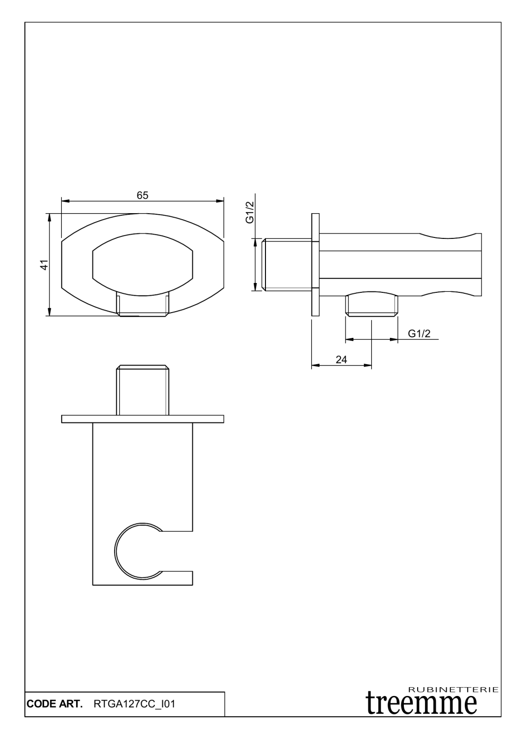 Treemme Hedo Шланговое подключение с держателем для душа, цвет: chrome ITRTGA127CC