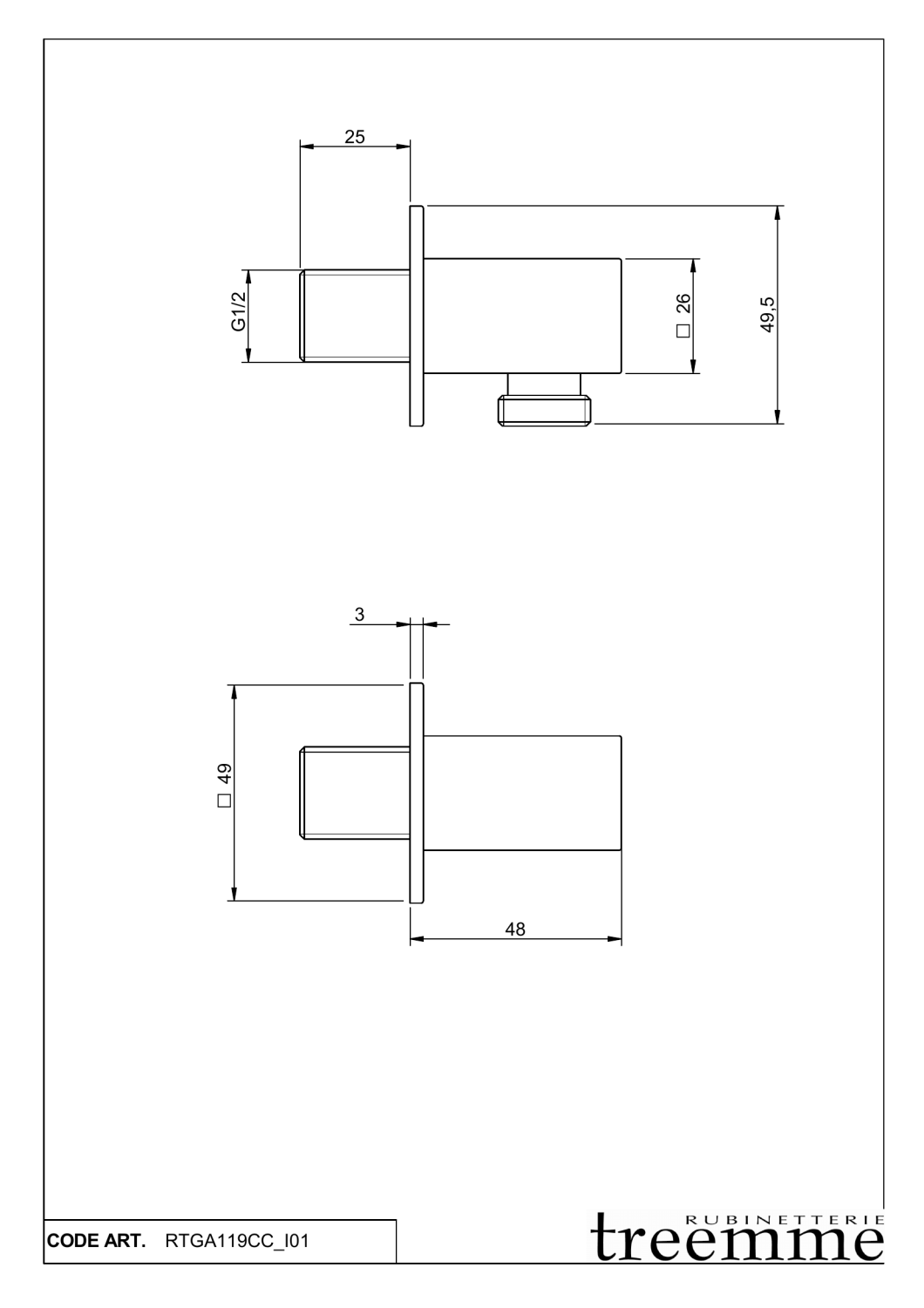 Treemme Shower Шланговое подключение, цвет: chrome ITRTGA119CC