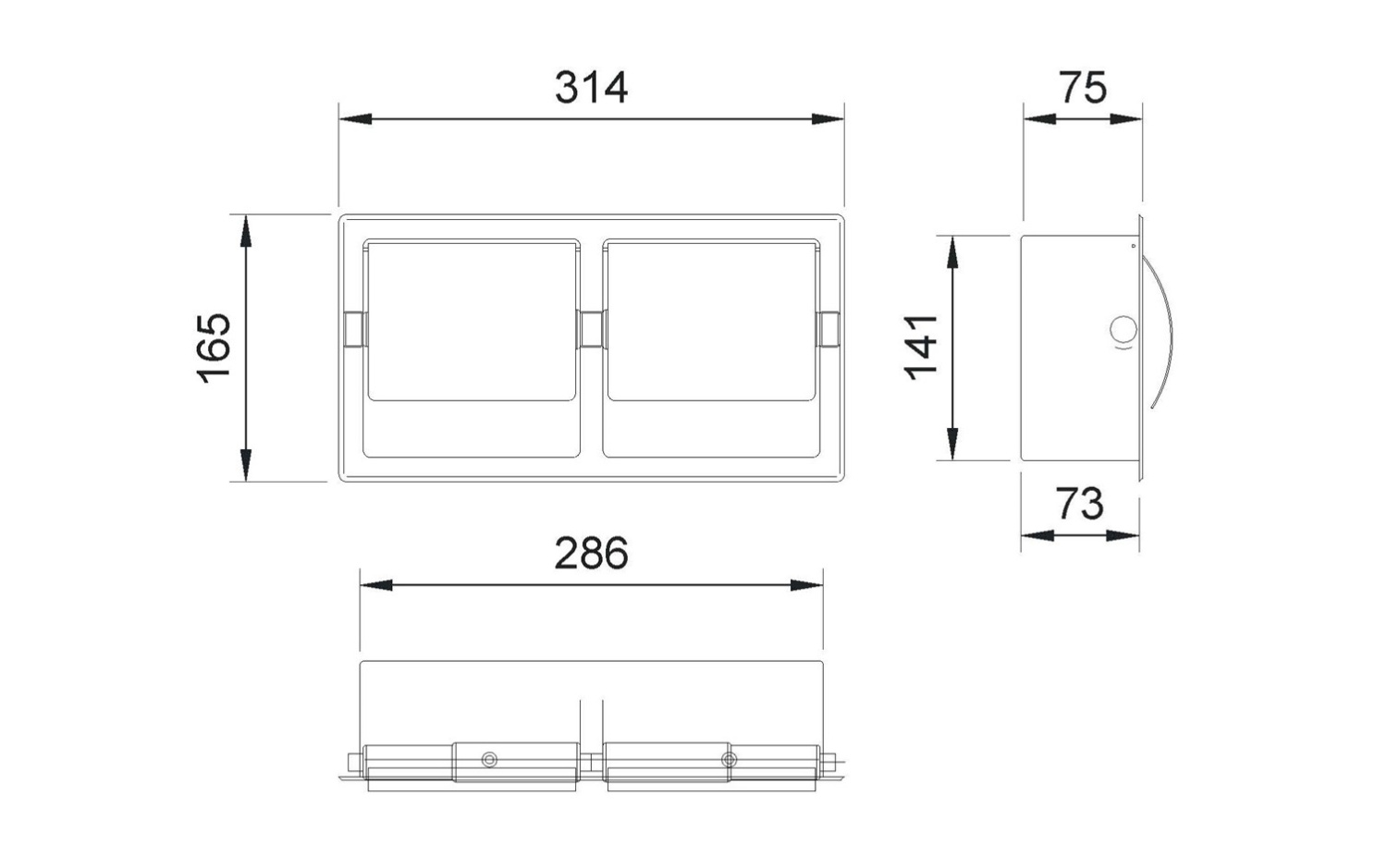 Nofer Держатель туалетной бумаги с крышкой, встраиваемый в стену, цвет: хром 05206.B