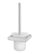 Nofer Verona Ершик для унитаза подвесной со стеклянной колбой, цвет: нержавеющая сталь брашированная 16877.S