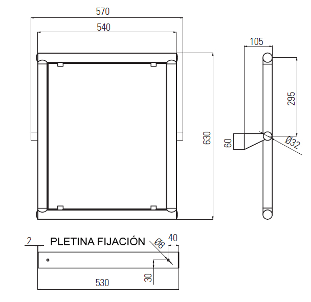 Nofer Зеркало подвесное 57x63h см, с регулировкой угла наклона, цвет: белый 08025.W