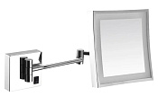 Nofer Косметическое зеркало подвесное квадратное, 3-х кратное увеличение, с подсветкой, цвет: хром 08003.B