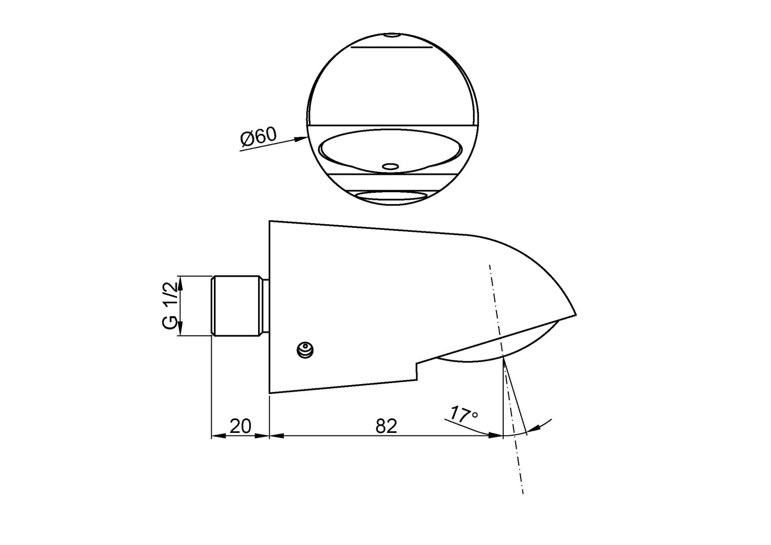 Nofer Излив настенный для душа, цвет: хром 07072.B