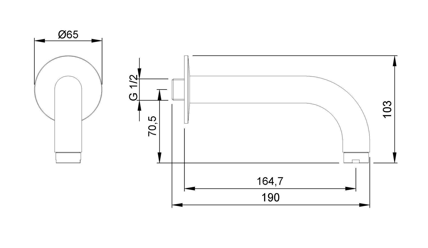 Nofer Кран для раковины настенный загнутый, длина излива 16,4 см, цвет: хром 07008.B