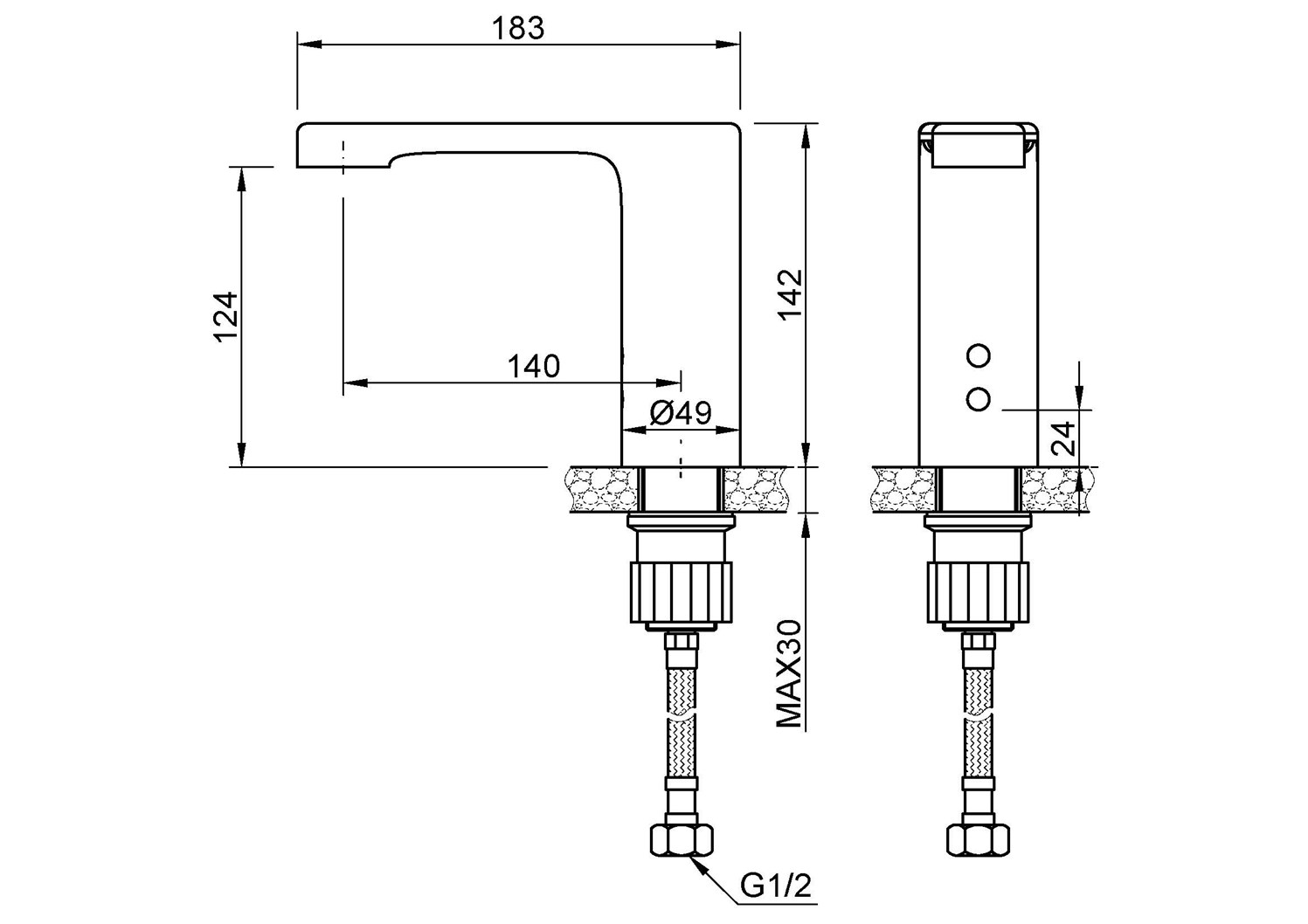 Nofer Кран для раковины сенсорный, цвет: черный матовый 07260.N