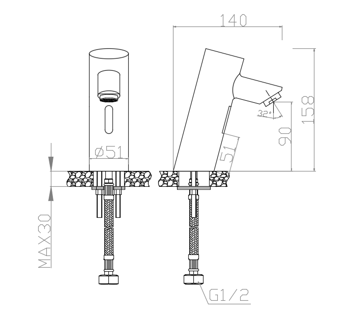 Nofer Кран для раковины сенсорный, цвет: черный матовый 07261.N