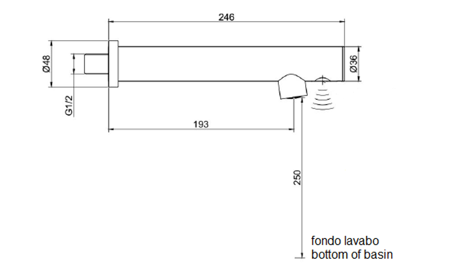 Nofer Кран для раковины настенный сенсорный, цвет: черный матовый 07263.N