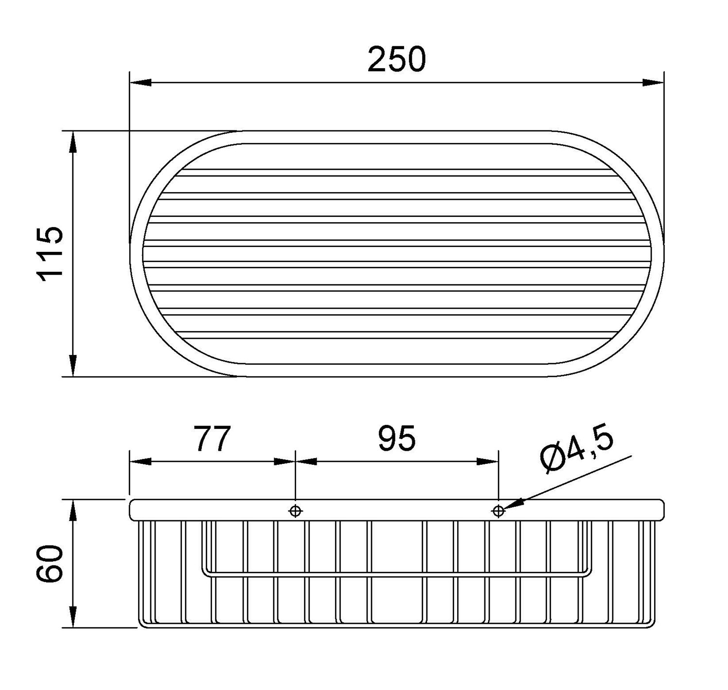 Nofer Полка-корзинка подвесная 25 см, цвет: нержавеющая сталь брашированная 09064.S