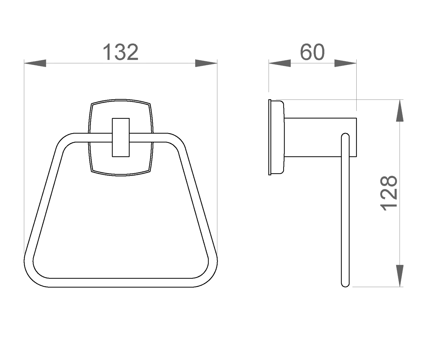 Nofer Classic Полотенцедержатель 12 см, подвесной, цвет: хром 09047.B