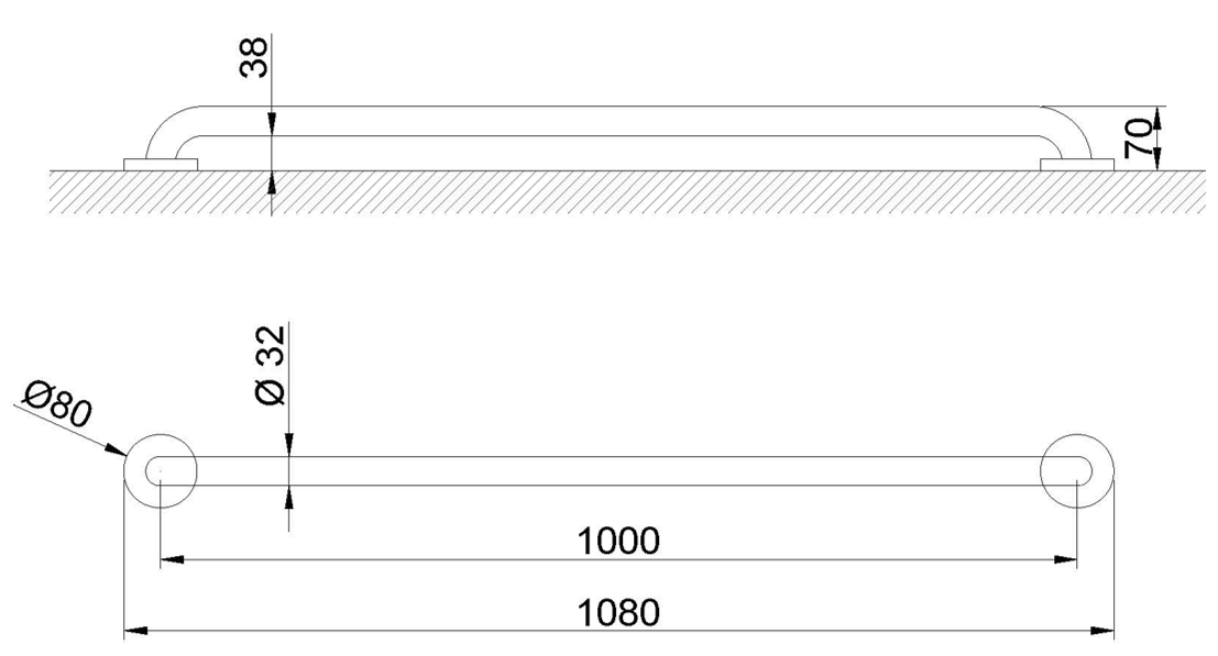 Nofer Поручень подвесной 108 см, цвет: хром 15054.100.B
