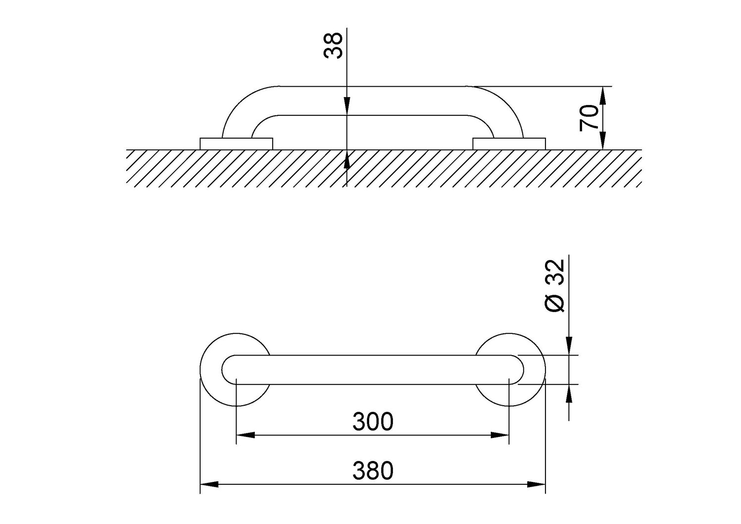 Nofer Поручень подвесной 38 см, цвет: нержавеющая сталь 15054.30.S