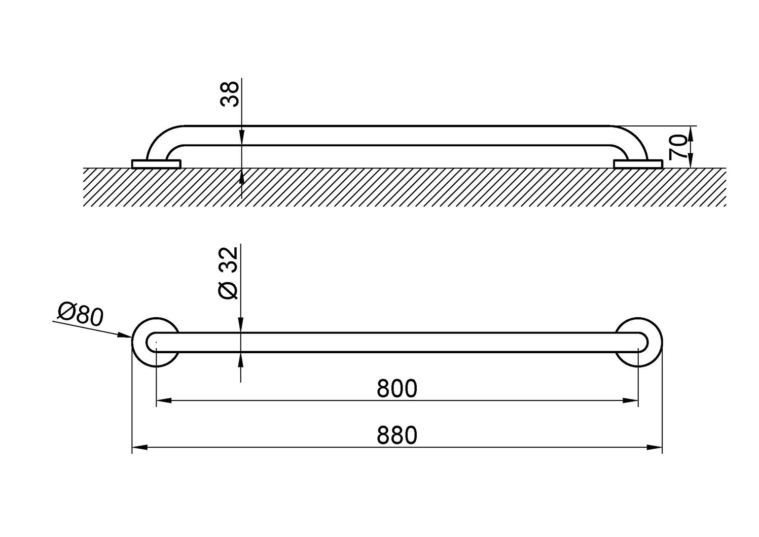 Nofer Поручень подвесной 88 см, цвет: белый 15054.80.W