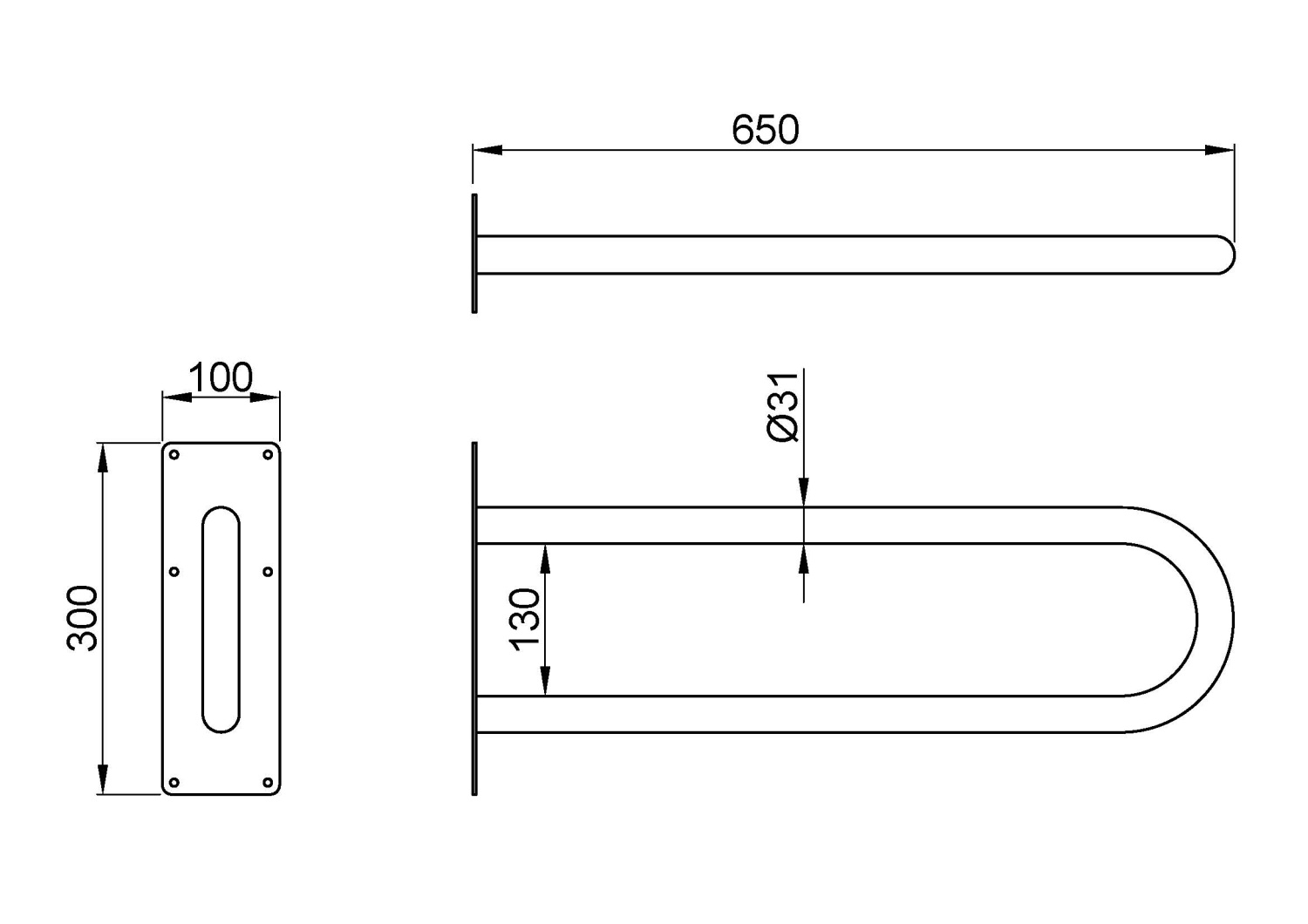 Nofer Поручень подвесной 64,5 см, цвет: хром 15055.B