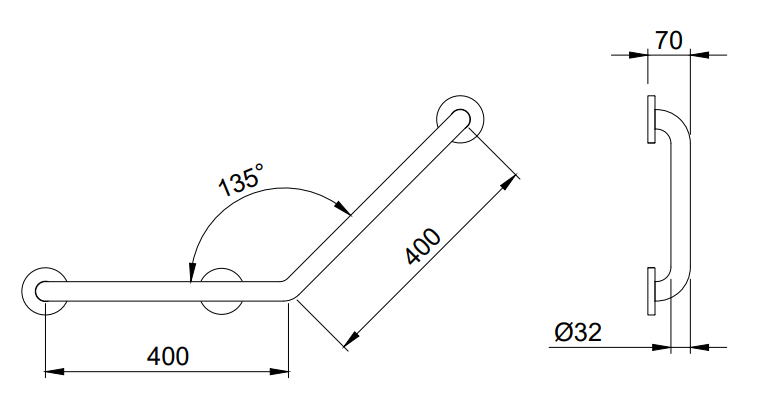Nofer Поручень подвесной 40 см, цвет: хром 15161.B