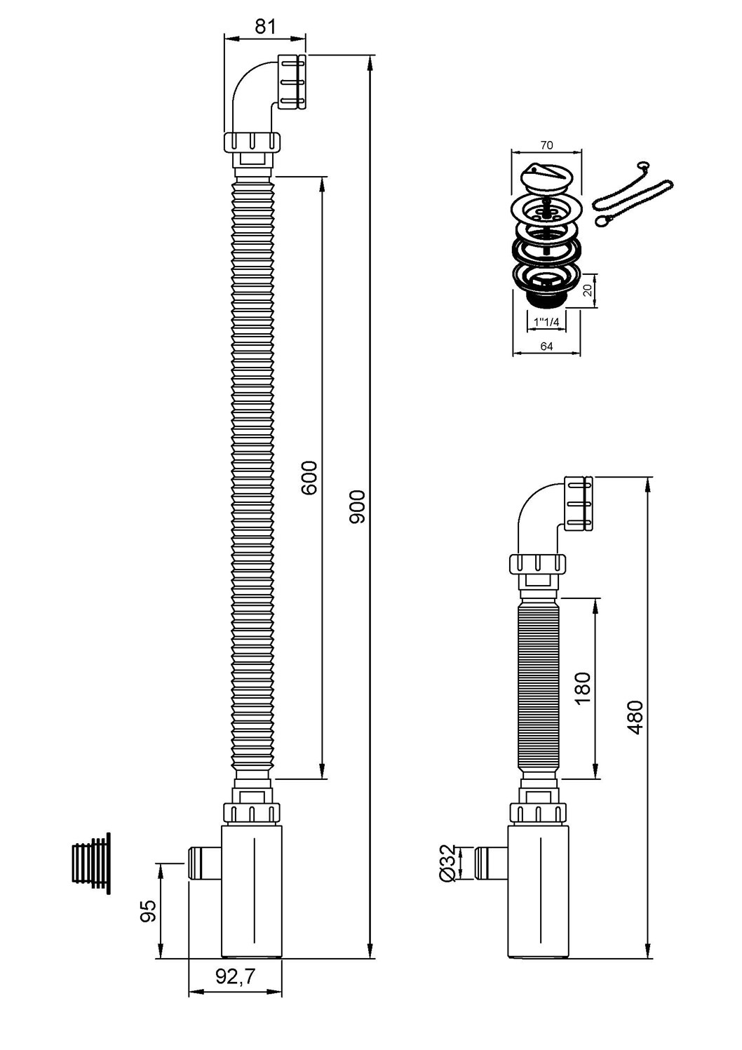 Nofer Сифон для раковины пластиковый, цвет: белый 302A