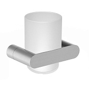 Nofer Verona Стакан для зубных щеток подвесной, стеклянный, с держ., цвет: нержавеющая сталь браш. 16881.S