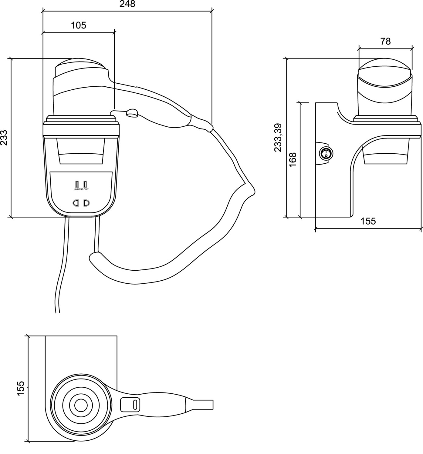 Nofer Hotel Line Фен с держателем, цвет: белый 02012.W