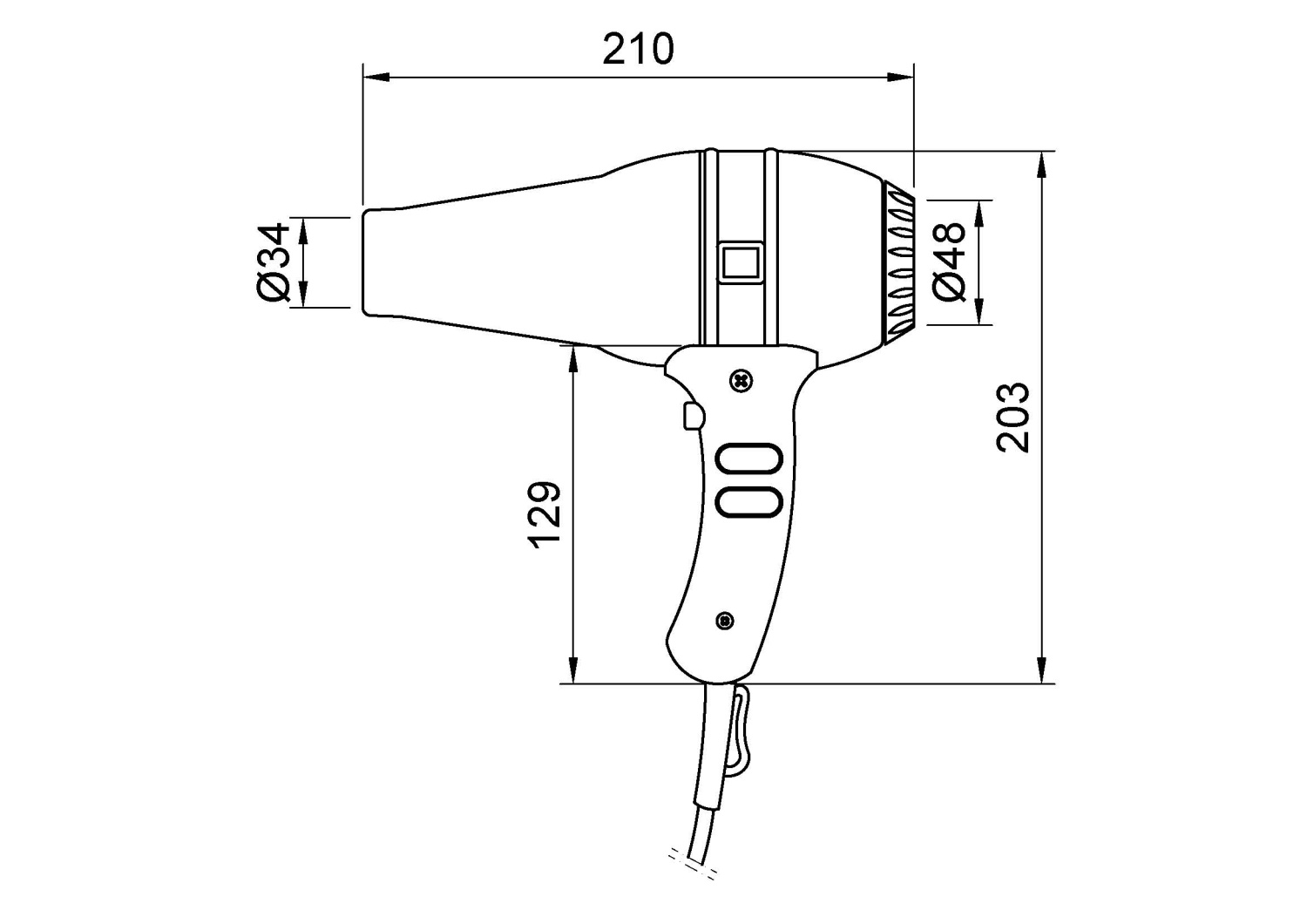 Nofer Hotel Line Фен без держателя, цвет: хром 02013.B