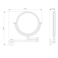 Wonzon & Woghand Easy Косметические зеркала подвесное, телескопическое, цвет: хром глянец WW-8158